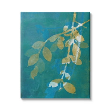 Nature Leaves Overlapping Abstract Botanical & Floral Graphic Art Gallery Wrapped Canvas Print Wall Art