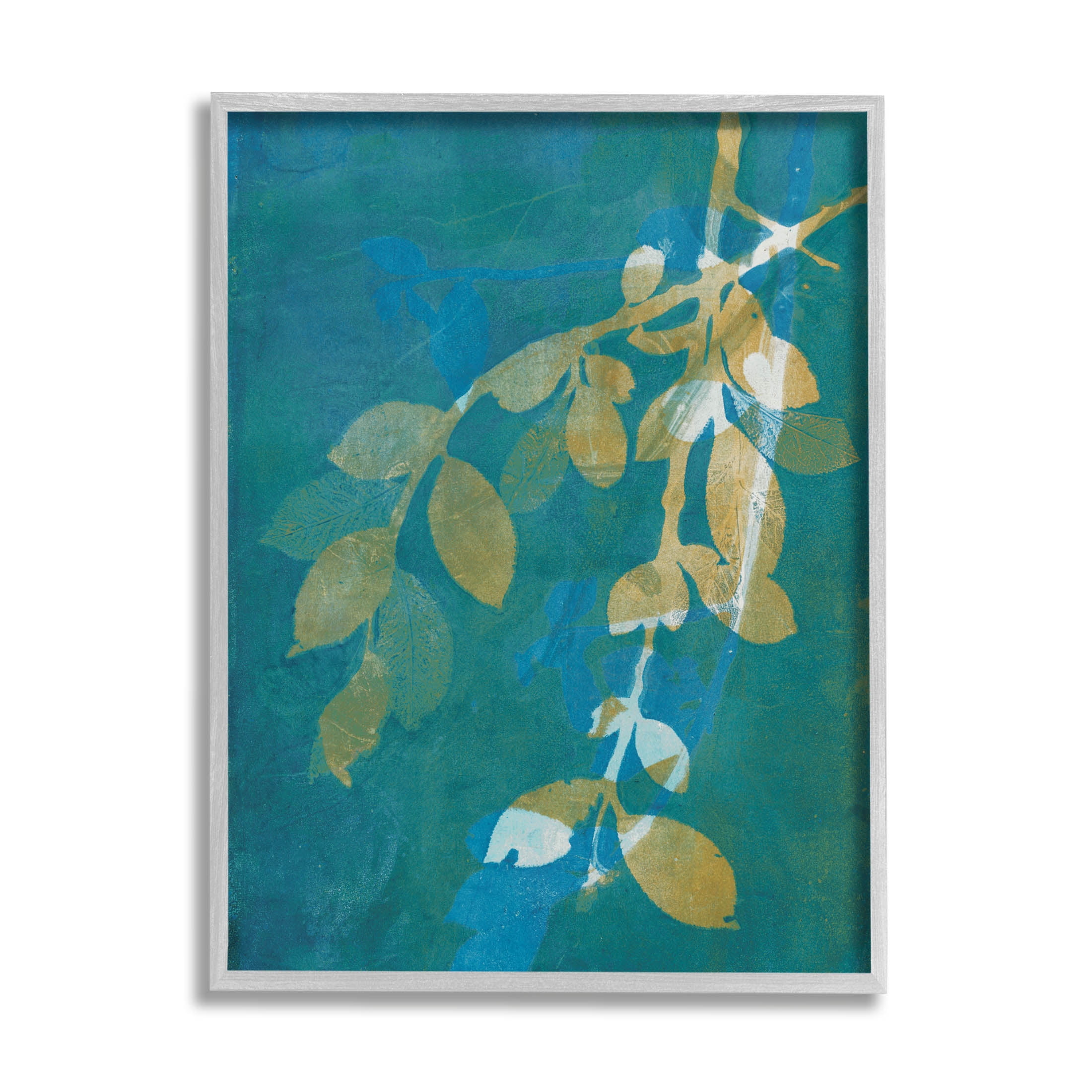 Nature Leaves Overlapping Abstract Botanical & Floral Graphic Art Gray Framed Art Print Wall Art