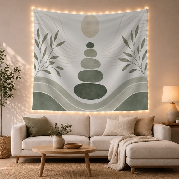 Nature Like Quality with Vertical Stack Smooth Rounded, Serene Watercolor for Plant Lovers, Botanical Wall Art, Mother'S Day Gift, Tapestry Wall Hanging for Bedroom and Dorm