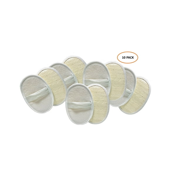Nature Link 10 Packs Exfoliating Loofah Sponge Pads,Large 100% Natural Loofah and Terry Cloth Body Sponge Scrubber for Men and Women,Perfect for Bath Spas and Showers