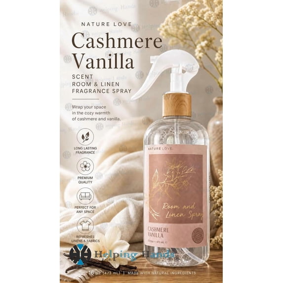Nature Love Cashmere Vanilla Scent Room & Linen Fragrance Spray 16 oz