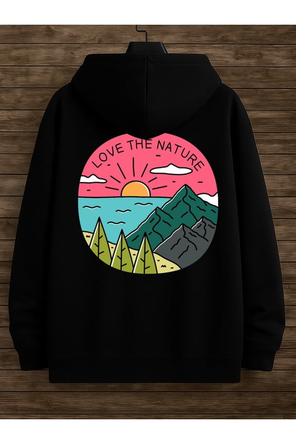 Nature Love Hoodie funny hoodies Camping for men regular fit black Hooded Design, Comfortable Pullover comfortable gift halloween streetwear funny guys funny Vintage Unisex hoodie