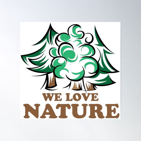 Nature Lovers Forest With Trees Poster Wall Art, Modern Wall Decor, 30x30 UNFRAMED