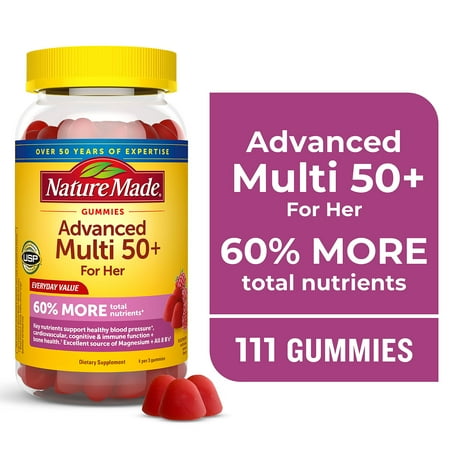 Nature Made Advanced Multivitamin Gummies 50+ for Her, Multivitamin for Women, 111 Count