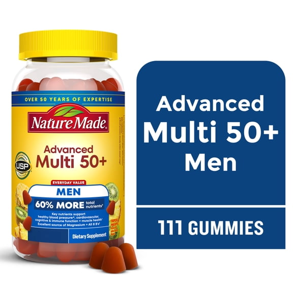 Nature Made Advanced Multivitamin Gummies 50+ for Men, Multivitamin for Men, 111 Count