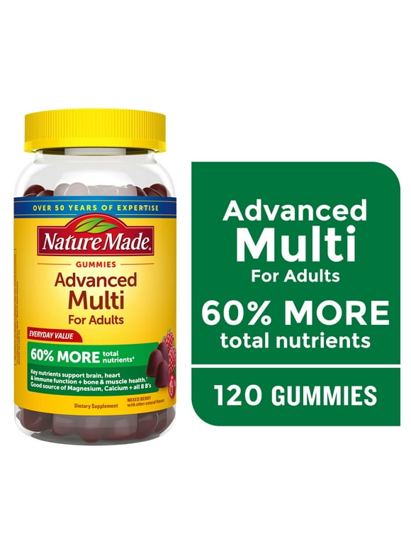 Nature Made Advanced Multivitamin Gummies with Magnesium, Calcium & B Vitamins, 120 Count