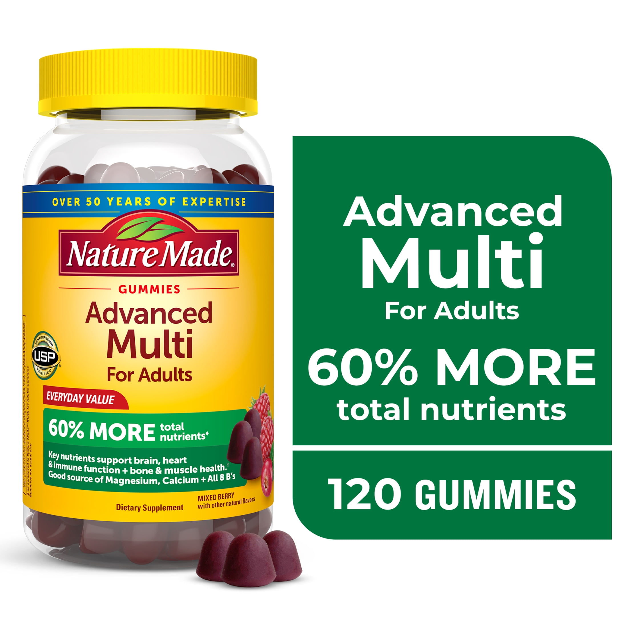 Nature Made Advanced Multivitamin Gummies with Magnesium, Calcium & B ...