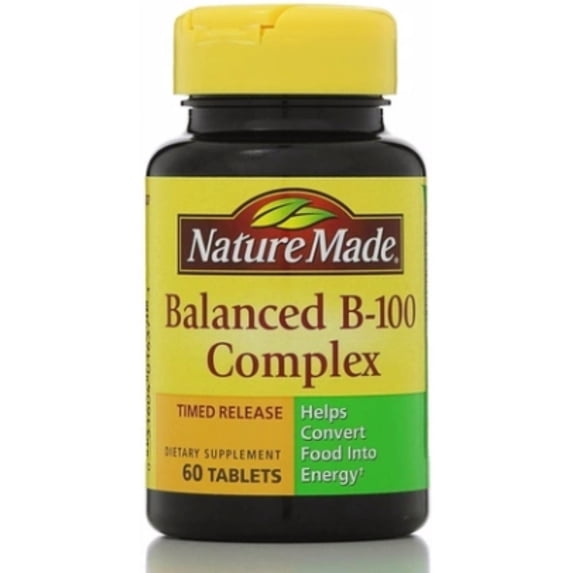 Nature Made Balanced Vitamin B-100 Complex Tablets 60 ea (Pack of 2)
