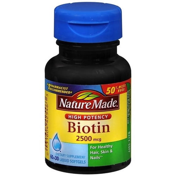 Nature Made Biotin 2500mcg Liquid Softgels, 90 Ct