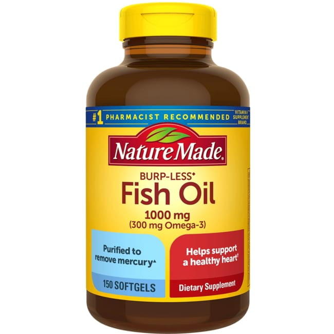 Nature Made BurpLess Fish Oil 1000 mg Softgels, 150 Count