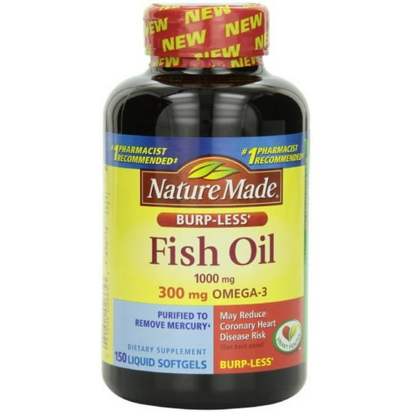 Nature Made Burp-Less Fish Oil, 1000mg, Liquid Softgels 150 ea (Pack of 2)