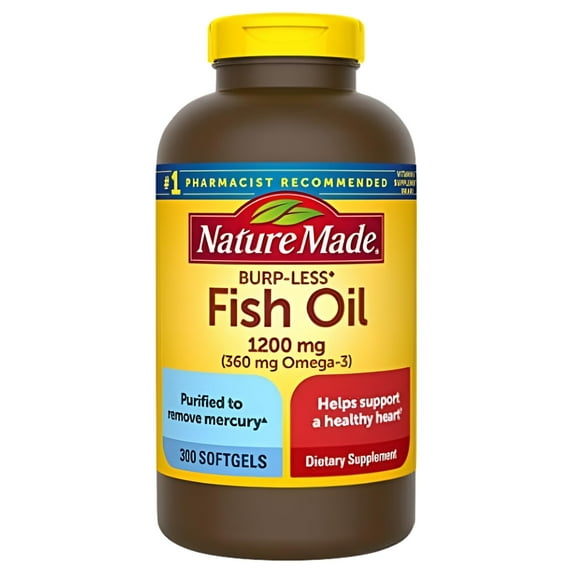 Nature Made Burp-Less Fish Oil 1200 mg Softgels, 300 Count for Heart Health?