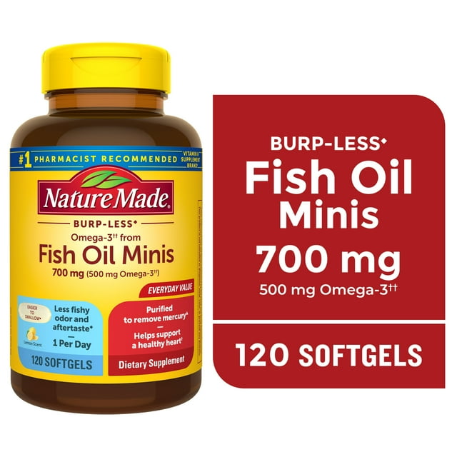 Nature Made Burp Less Omega 3 Fish Oil Supplements 700 mg Minis