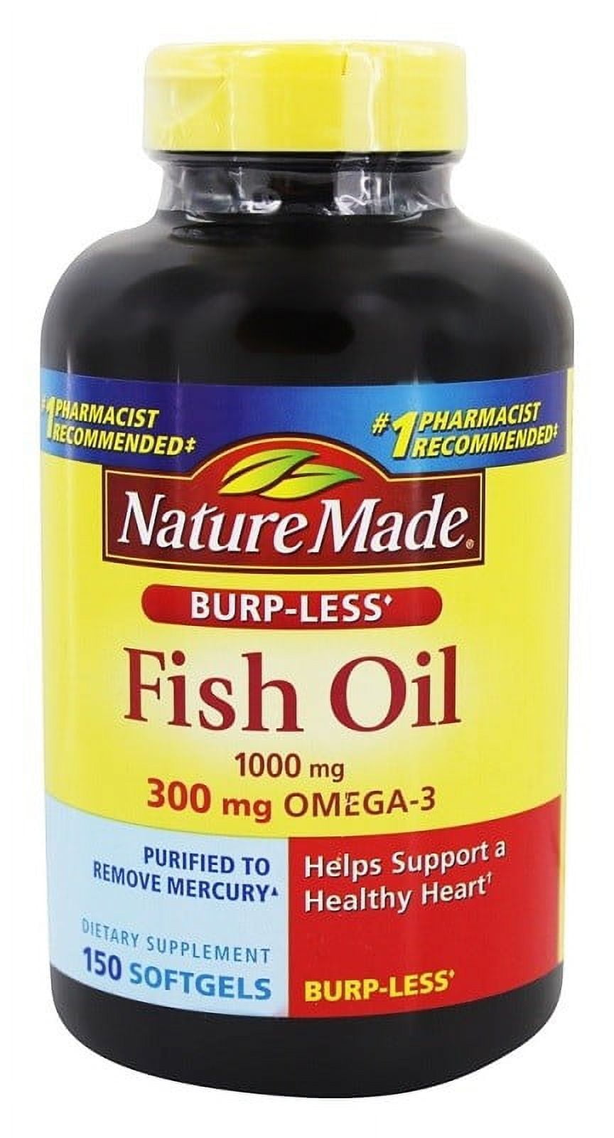 Nature Made Burpless Fish Oil Softgels, 1000 Mg, 150 Ct, 2 Pack