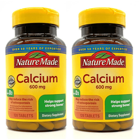Nature Made Calcium, 600 mg Dietary Supplement - 120 Tablets - PACK OF 2
