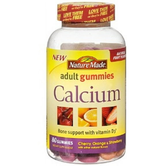 Nature Made Calcium Adult Gummies, Cherry, Orange & Strawberry 80 ea