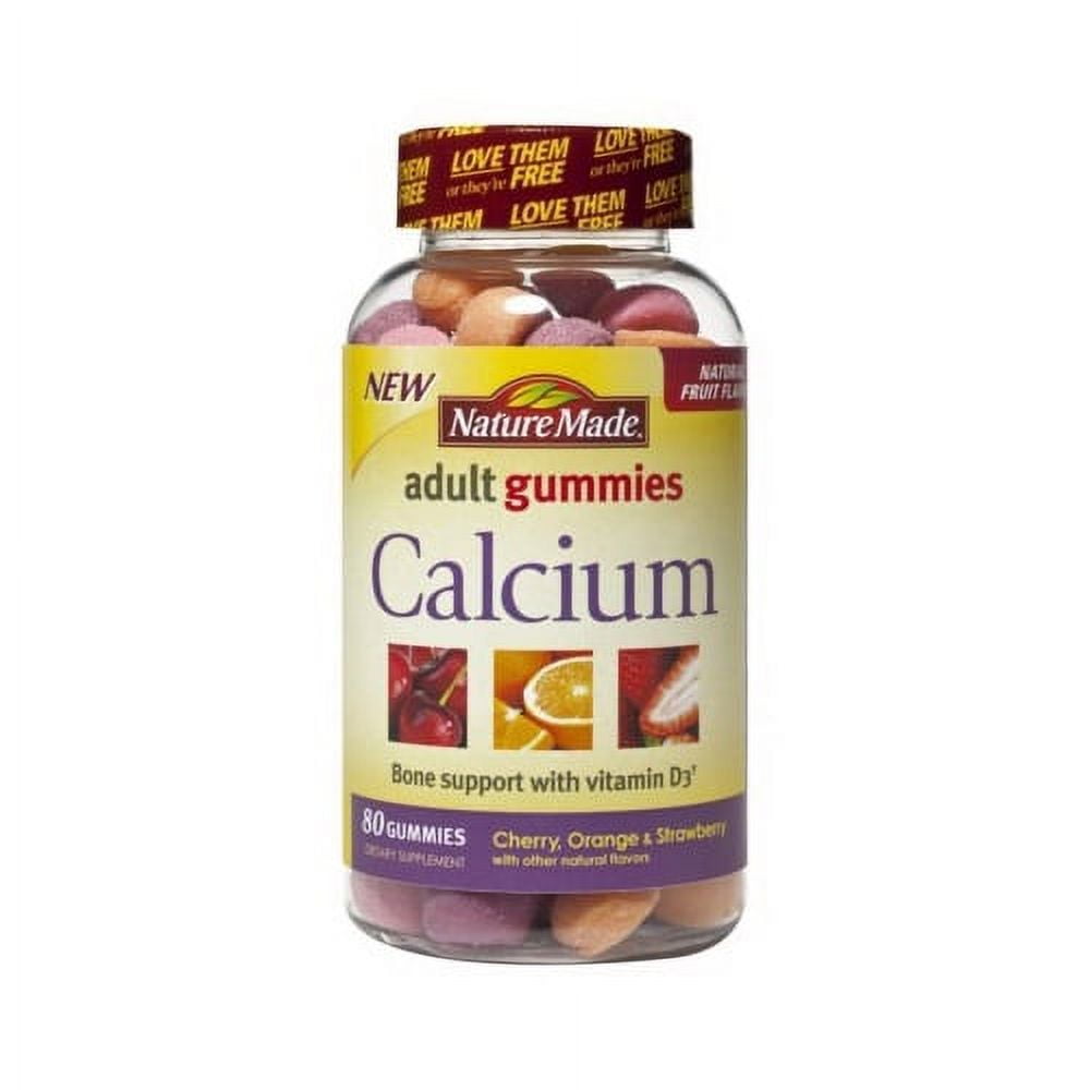 Nature Made Calcium Adult Gummies Supports Bone With Vitamin D3, Cherry, Orange, Strawberry - 80 Ea, 2 Pack