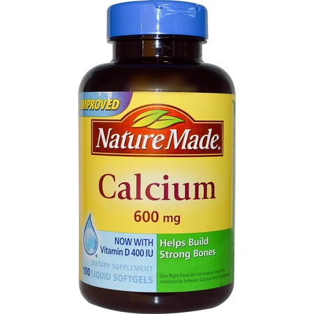 Nature Made, Calcium with Vitamin D 400 IU, 600 mg, 100 Liquid Softgels-2 Pack