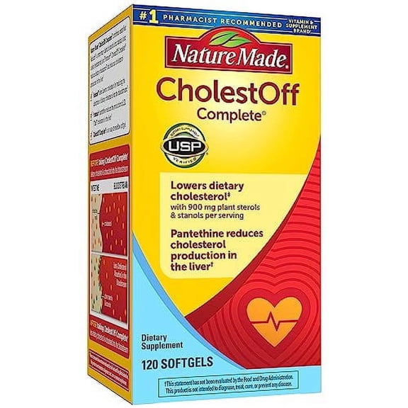 Nature Made CholestOff Complete, Dietary Supplement for Heart Health Support, 120 Softgels, 20 Day Supply