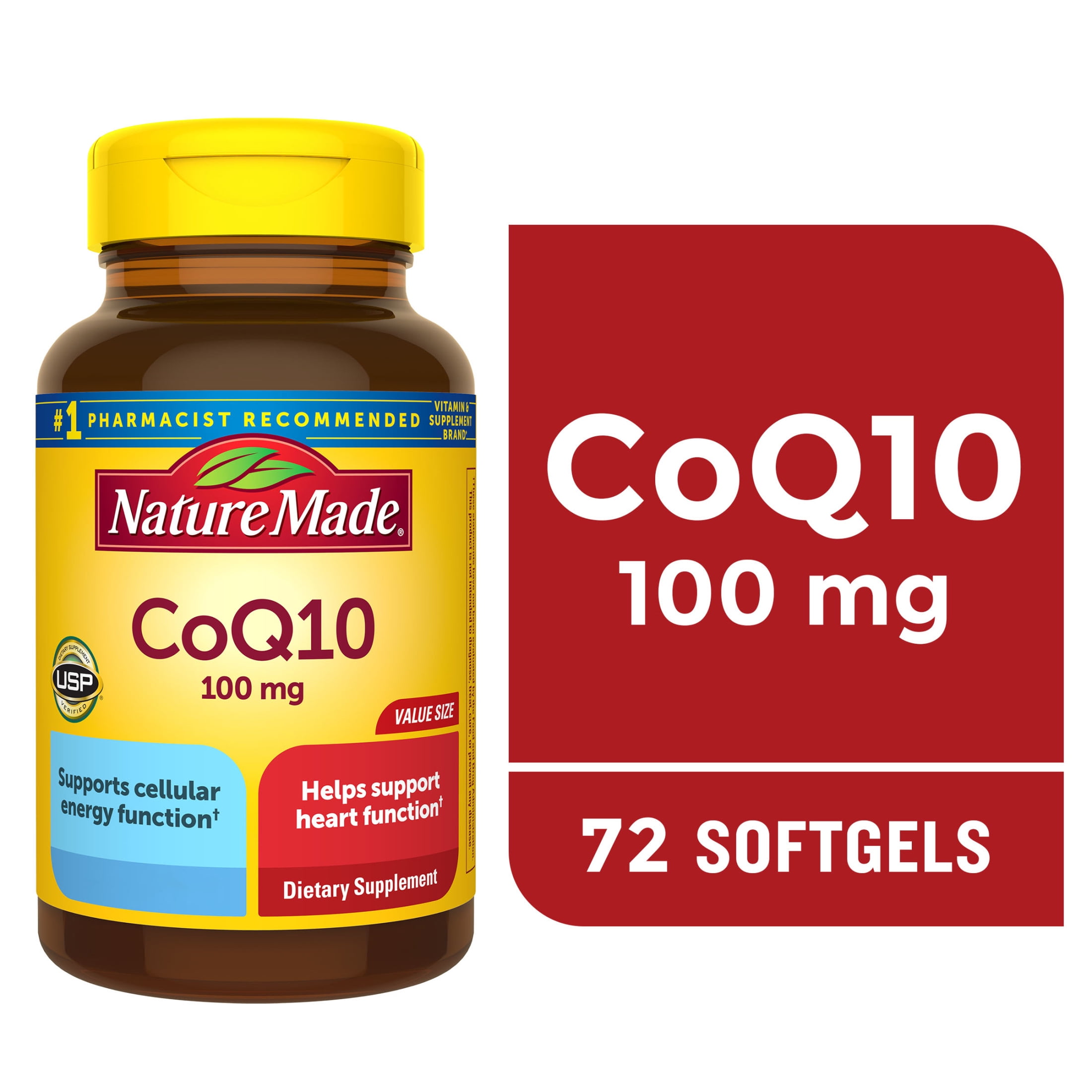 Nature Made CoQ10 100mg Softgels, Dietary Supplement for Heart Health Support, 72 Count