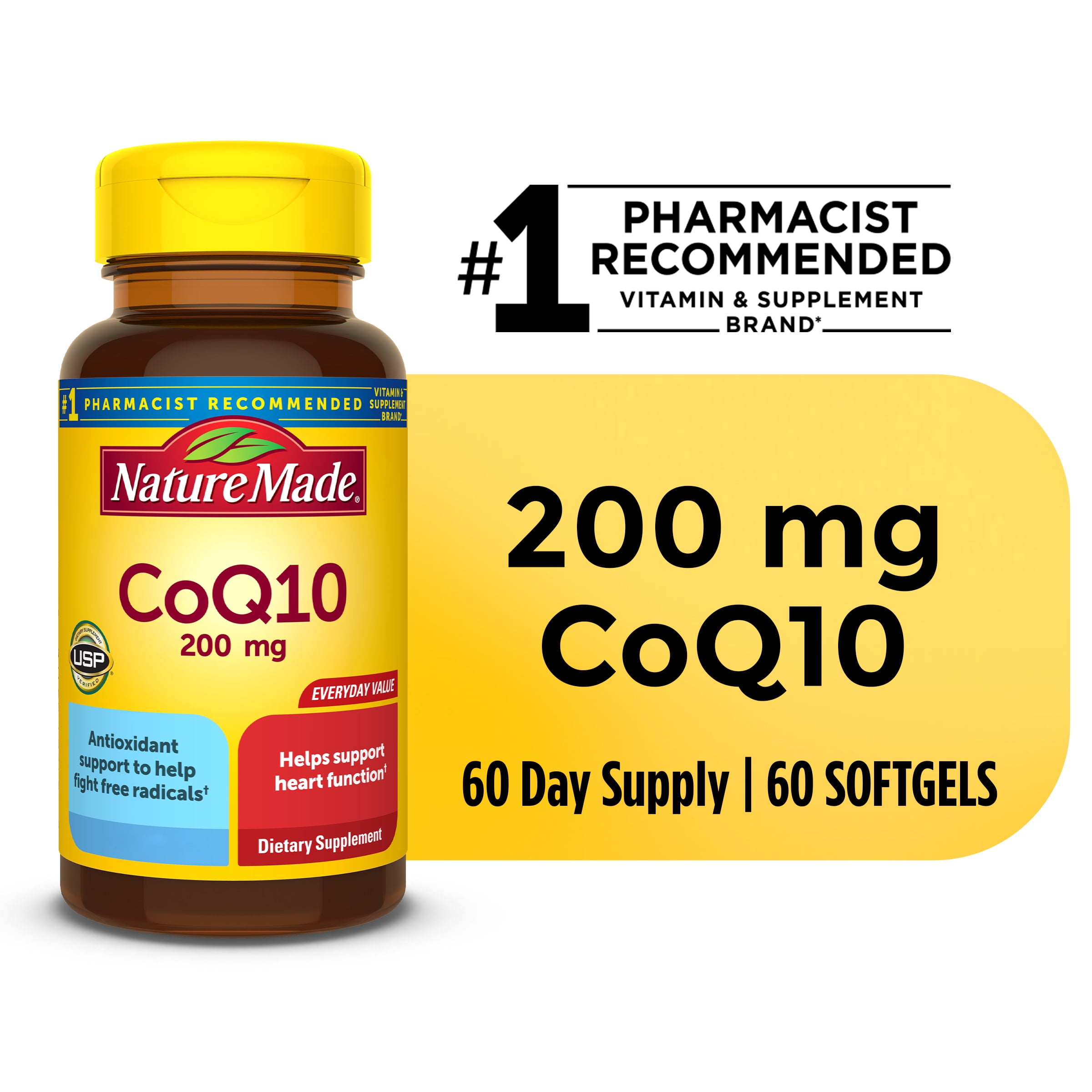 Nature Made CoQ10 200mg Softgels, Dietary Supplement for Heart Health
