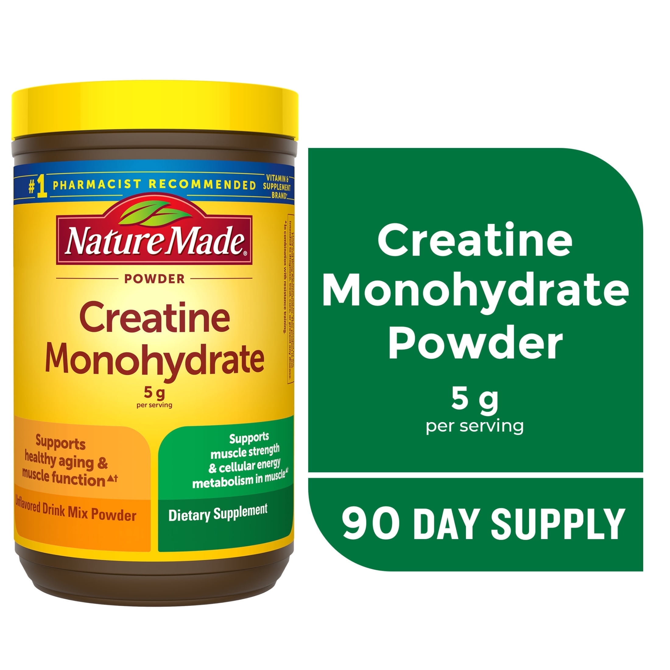 Nature Made Micronized Creatine Monohydrate Drink Mix Powder 5 g Per Serving for Muscle Support 450 g