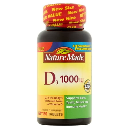 Nature Made D3 Tablets, 1000IU, 120 count