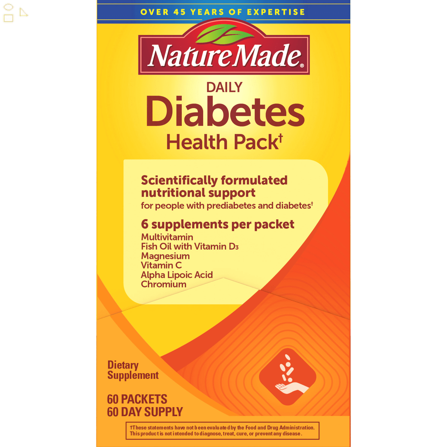 Nature Made Diabetes Health Pack, 60 Packets Multivitamin, Fish Oil