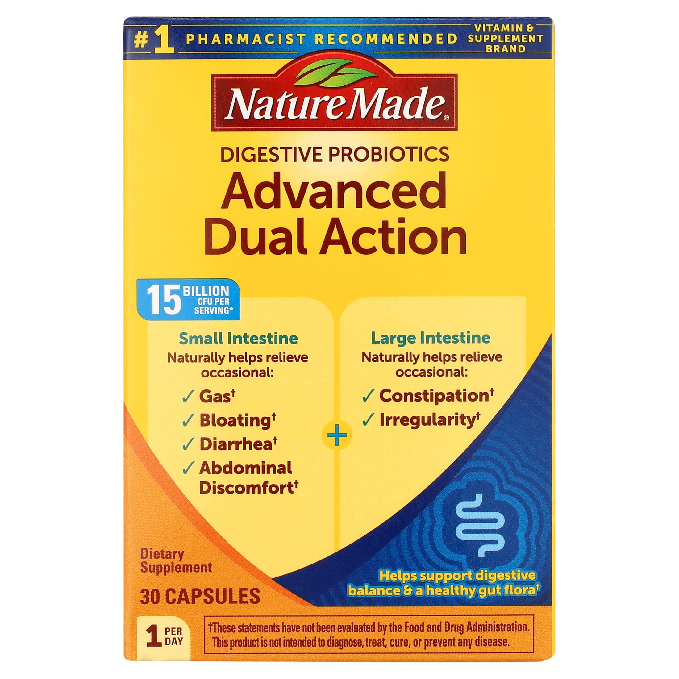Nature Made - Digestive Probiotics Advanced Dual Action 15 Billion CFU - 30 Capsules
