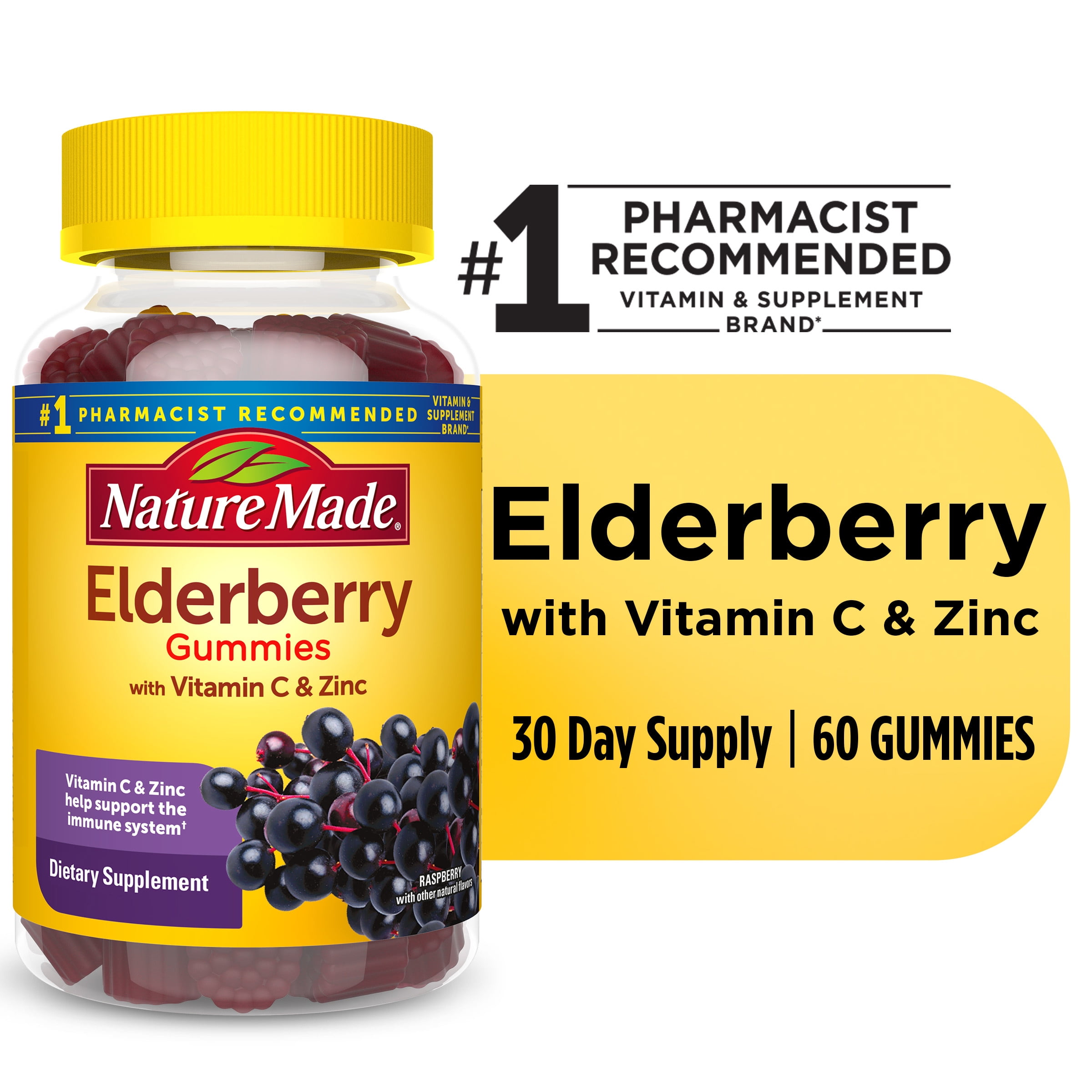 Nature Made Elderberry with Vitamin C and Zinc Gummies, Dietary