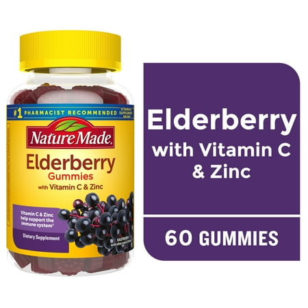 Nature Made Elderberry Gummies with Zinc and Vitamin C, 60 Count