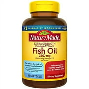 Nature Made Extra Strength Burp-Less Omega 3 Fish Oil 2800 mg, Helps Support a Healthy Heart, Brain, Eyes, and Mood, 60 Softgels