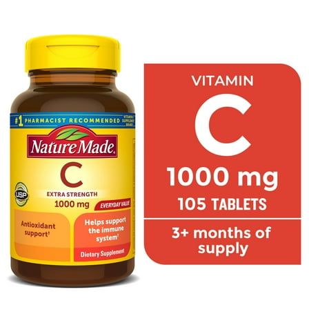 Nature Made Extra Strength Vitamin C 1000 mg Tablets, Dietary Supplement, 105 Count