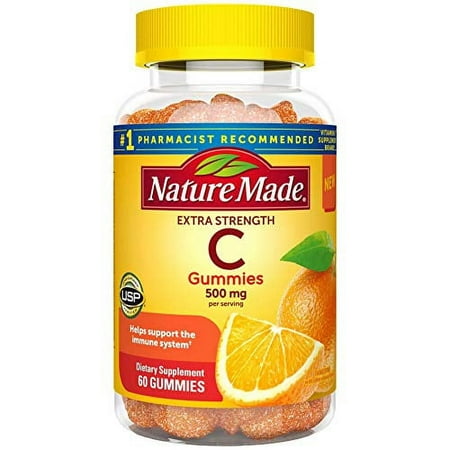 Nature Made Extra Strength Vitamin C Gummies 500mg, 60 Count, for Immune Support, Antioxidant Support, Collagen Support for Skin Health, Tangerine