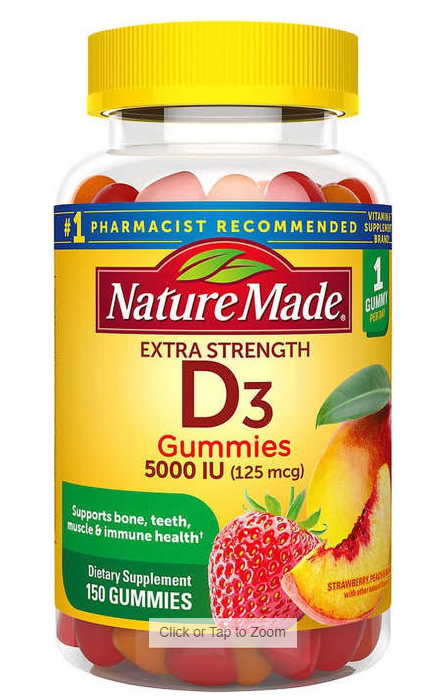 Nature Made Extra Strength Vitamin D3 125 mcg, 150 Gummies - Walmart.com