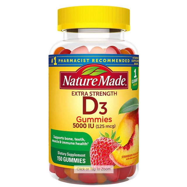 Nature Made Extra Strength Vitamin D3 125 mcg, 150 Gummies