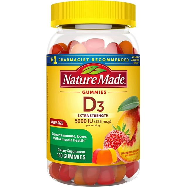 Nature Made Extra Strength Vitamin D3 5000 IU (125 mcg) per serving ...