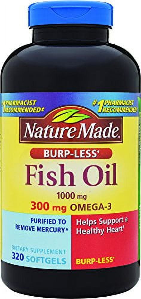 Nature Made Burp-Less Fish Oil 1,200 mg. Softgels for Heart Health (2 pk.,  150 ct./pk.) - Sam's Club