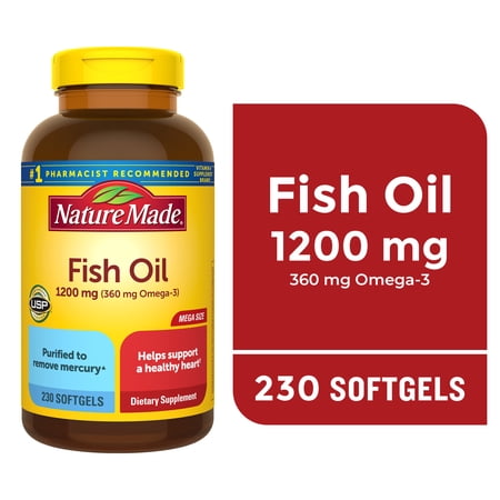 Nature Made Fish Oil 1200 mg Softgels, Fish Oil Supplements, 230 Count