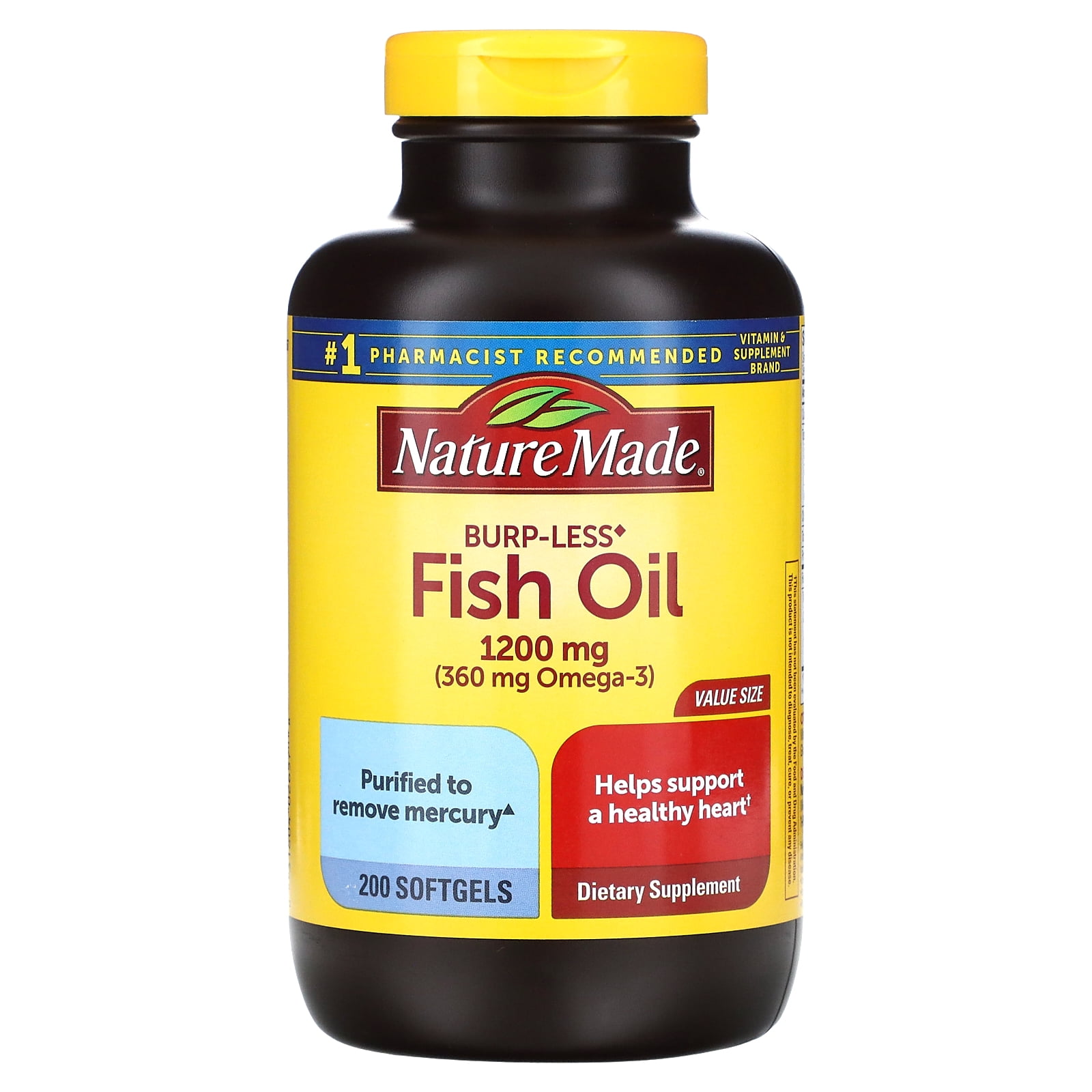 Nature Made, Fish Oil, BurpLess, 1,200 mg, 200 Softgels