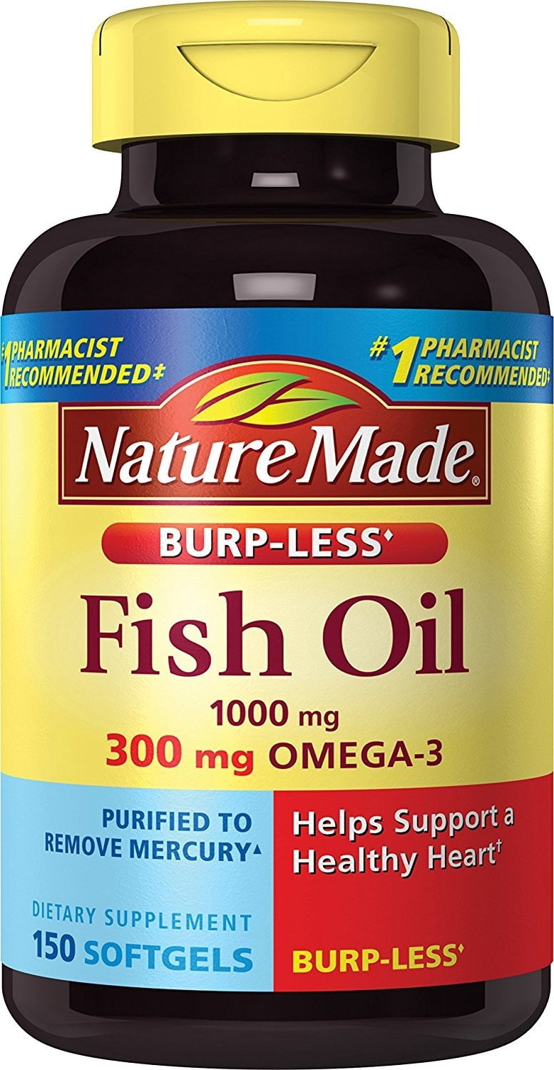 nature made burpless fish oil 1000 mg w. omega-3 300 mg softgels 150 ct