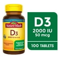 thumbnail image 1 of Nature Made Vitamin D3 2000 IU (50 mcg) Tablets, Vitamin D Supplement for Bone and Immune Health Support, 100 Count, 1 of 9