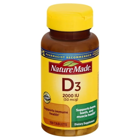 Nature Made Vitamin D3 2000 IU (50 mcg) Tablets, 100 Count