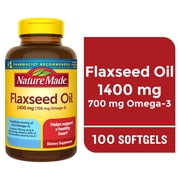 Nature Made Flaxseed Oil 1400 mg Softgels, Dietary Supplement, Heart Health Support, 100 Ct