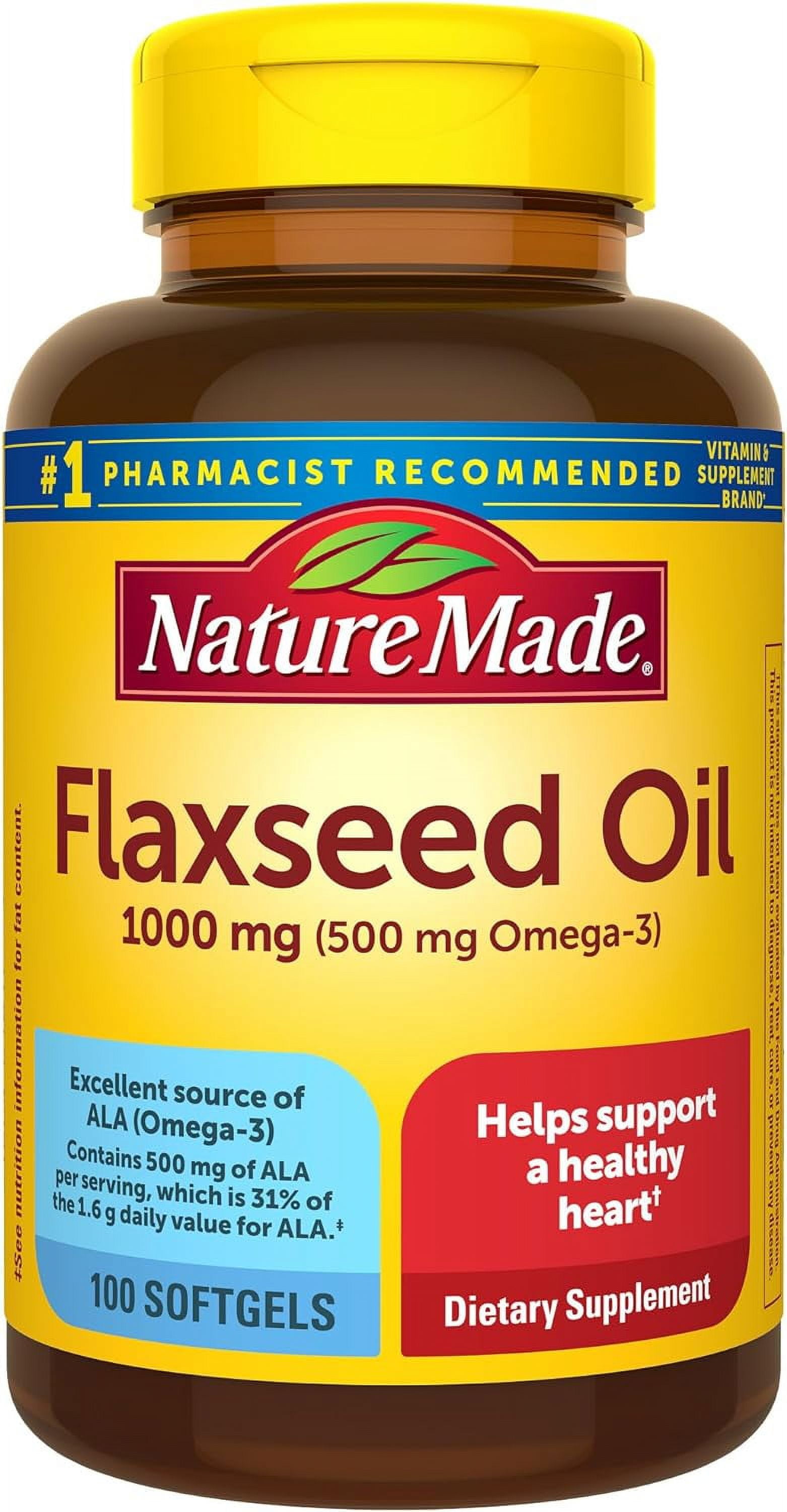 Nature Made Flaxseed Oil 1000 mg Softgels 100 ea (Pack of 2)