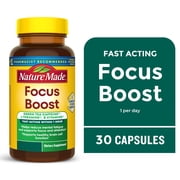 Nature Made Focus Boost Capsules Fast Acting Green Tea Caffeine + L Theanine, 30 Count