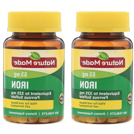 Nature Made, Iron, 65 mg, 180 Tablets - 2 Packs