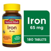 Nature Made Iron 65 mg (325 mg Ferrous Sulfate) Tablets, Dietary Supplement, 180 Tablets