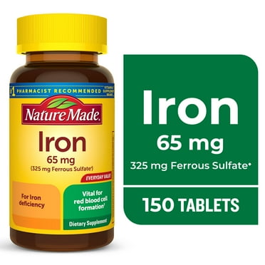 Nature Made Iron 65 mg (325 mg Ferrous Sulfate) Tablets, Dietary Supplement, 150 Count