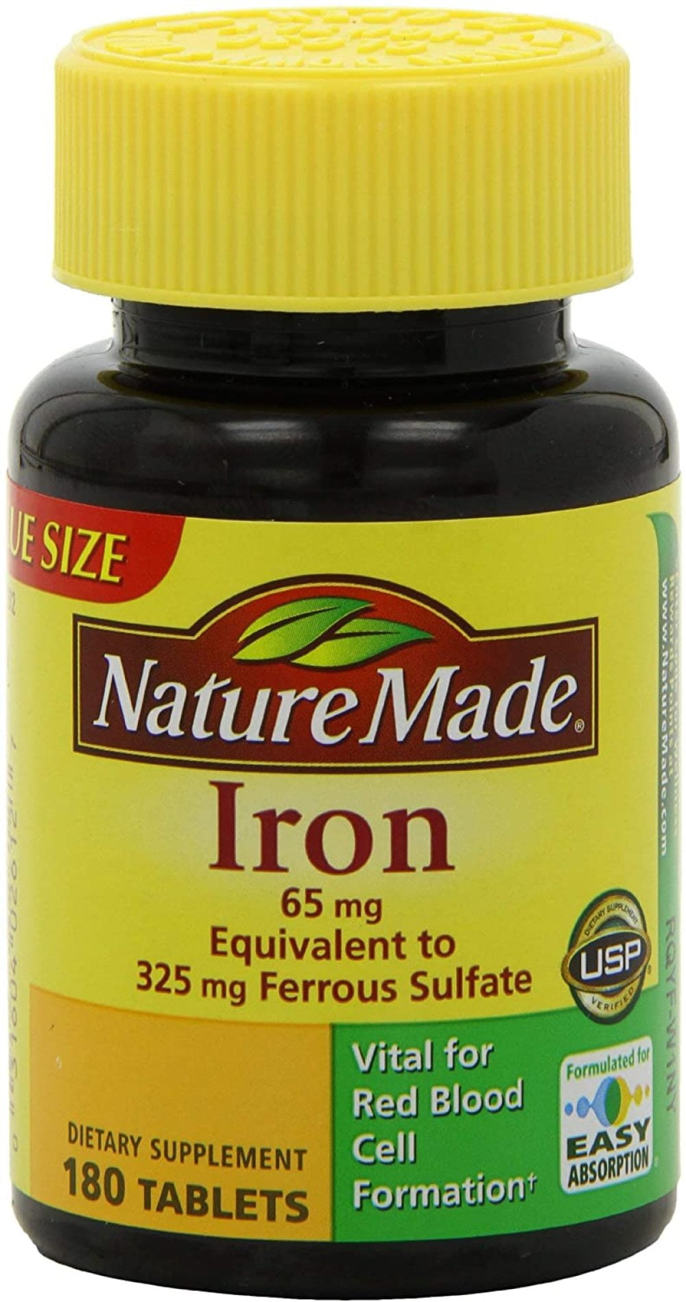 Nature Made Iron 65 mg Tablets 180 ea (Pack Of 2)